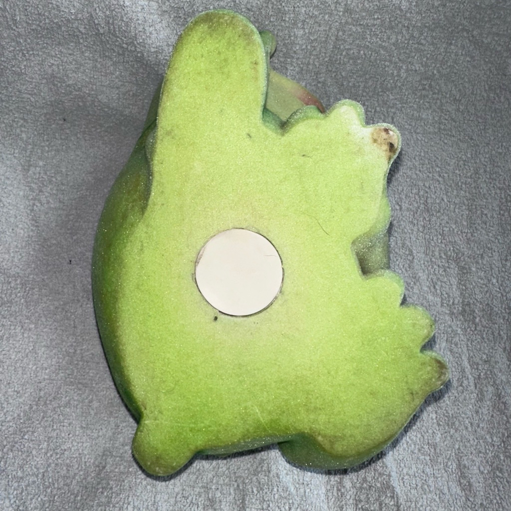RARE Vintage 1970s Smiling Frog Toad Piggy Bank 9" Green Flocked Ceramic - Picture 4 of 9